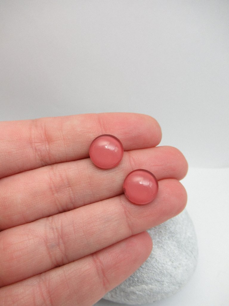 Rose Pink Cabochon Post Earrings 15$